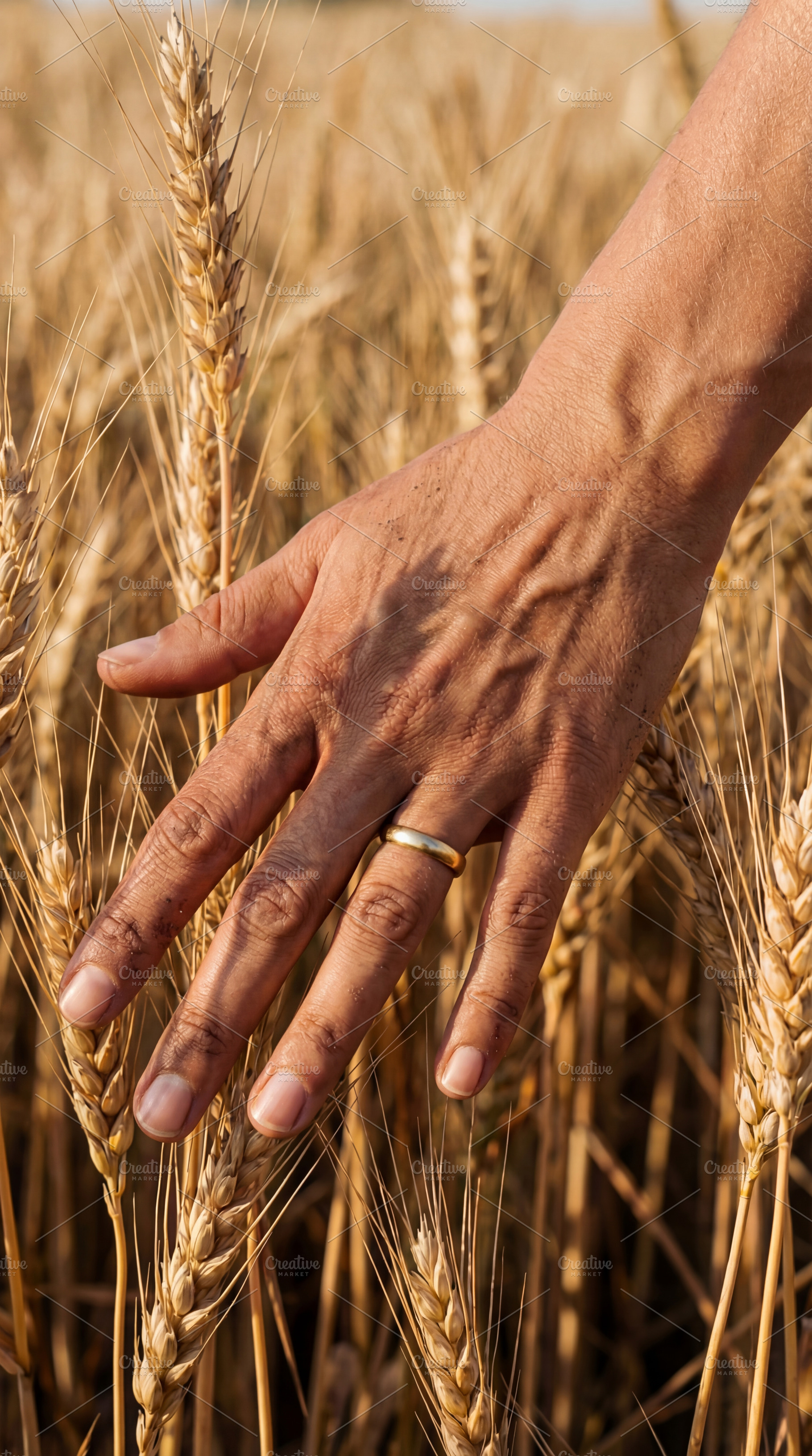 Farmer Hand Touching Wheat Field, a Nature Photo by Virgo Studio