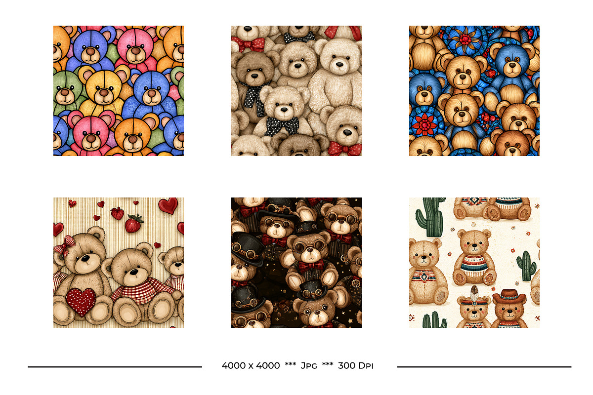 Teddy Bears in Retro Art Styles, a Pattern Graphic by karenfoleyphoto (Photo 10 of 13)
