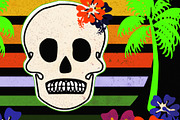 Happy Hawaiian Halloween Skull, a Seasonal Illustration by Sharon Schwalbe (Thumbnail 2 of 2)