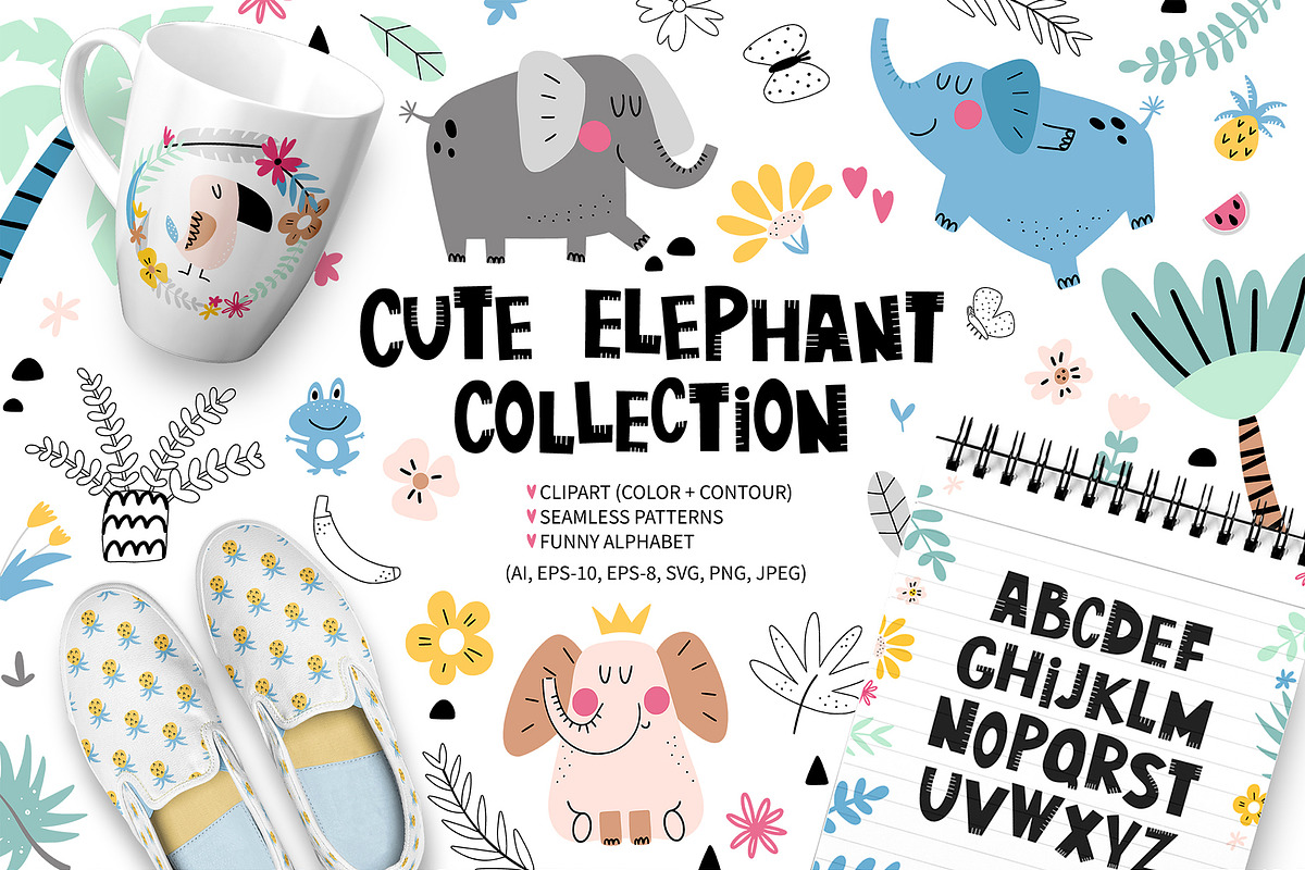 Cute elephant collection, an Animal Illustration by rosypatterns (Photo 1 of 11)