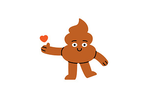 Cute cartoon poop character holding, an Illustration by GraphiShop