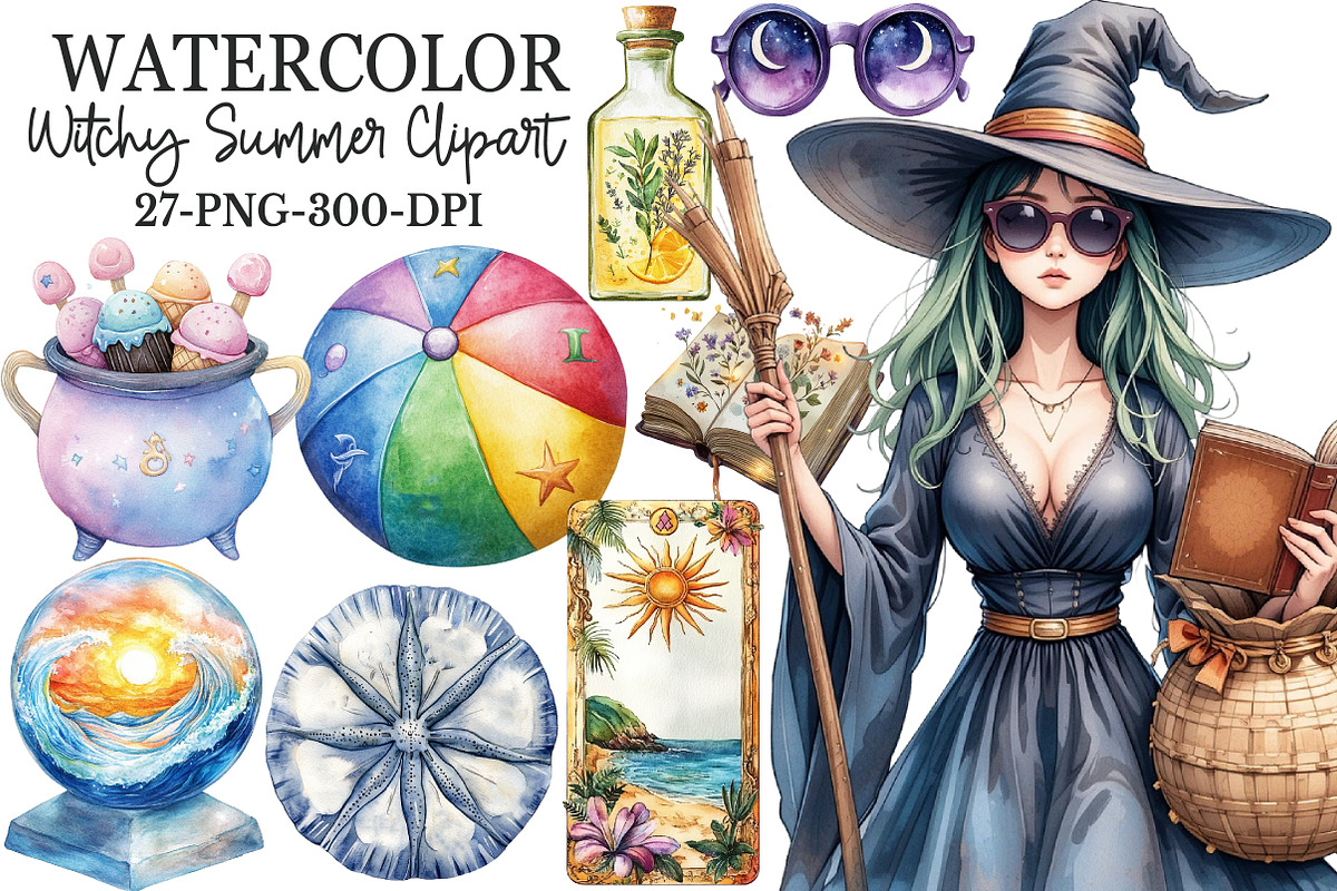 Witchy Summer Clipart, an Illustration by Rose Art (Photo 1 of 7)