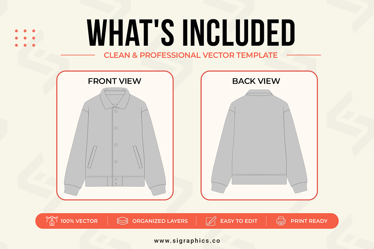 Casual Bomber Jacket Vector Template, a Shirt Mockup by S.i. Graphics (Photo 2 of 3)