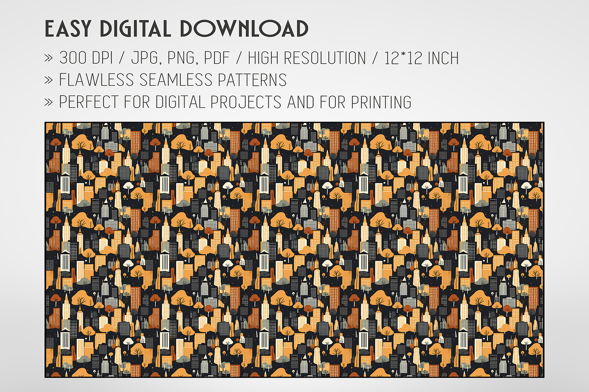 20 Seamless Cityscape Silhouettes, a Pattern Graphic by Nordic Design (Photo 2 of 9)