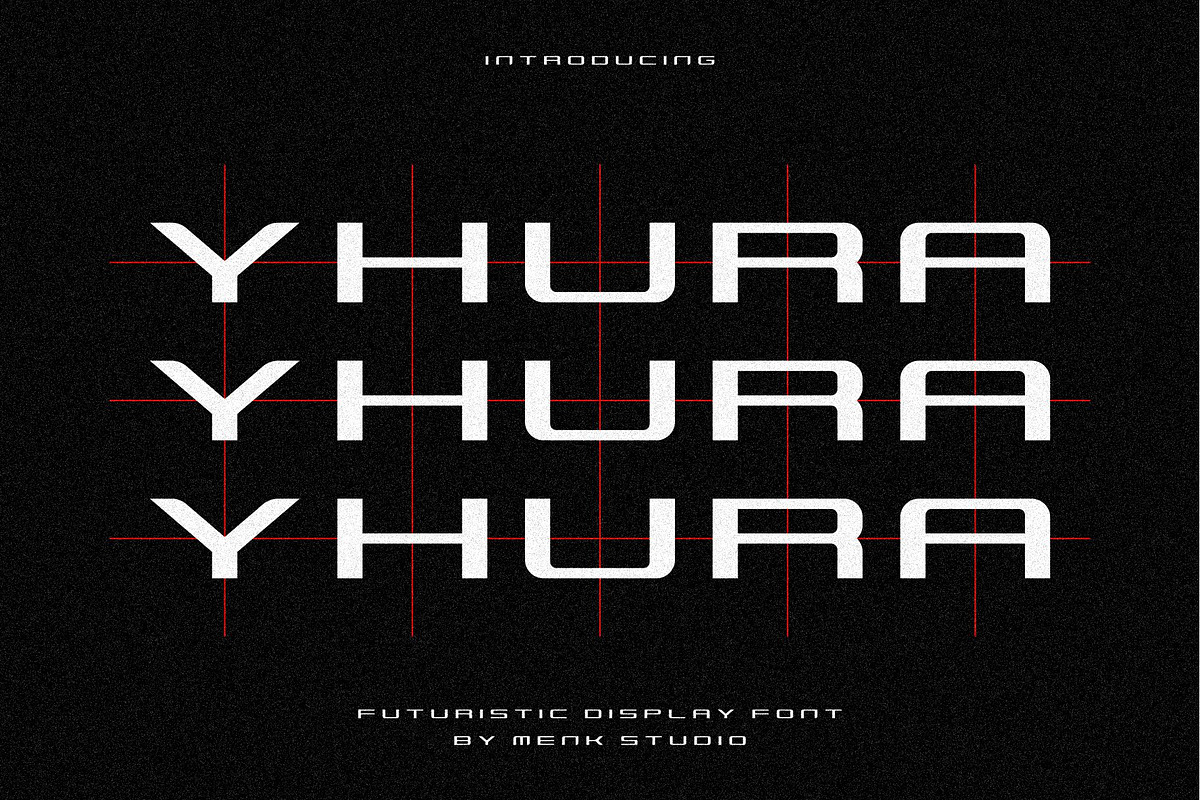 Yhura - Futuristic Display Font, a Sans Serif Font by MenkType Studio (Photo 1 of 6)