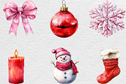 Watercolor Pink Christmas Clipart, an Illustration by Black Bird Studio (Thumbnail 4 of 6)
