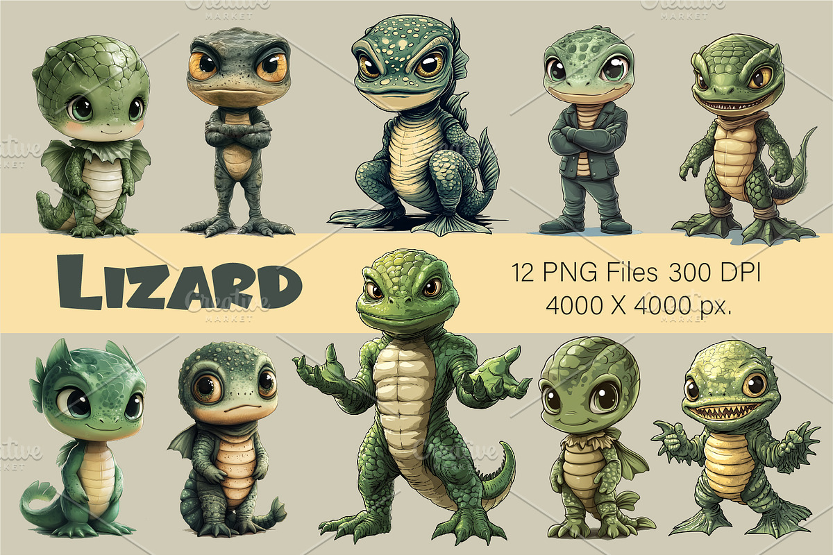 Cute cartoon Lizard. TShirt Sticker, an Animal Illustration by KENO Mascots (Photo 1 of 8)