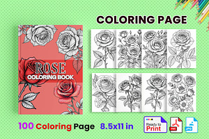 Rose Coloring Book | Rose Coloring, a Stationery Template by Graphic Template