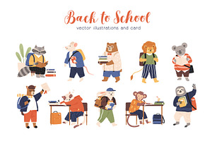 Back to school animals set, an Animal Illustration by Good Studio