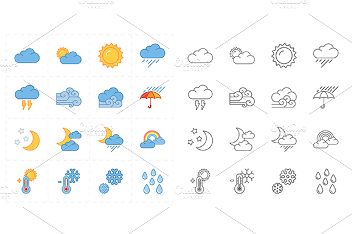 16 flat modern weather icons, an Icon by Anton (Photo 1 of 4)