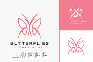 Vector Butterfly Outline Modern Logo