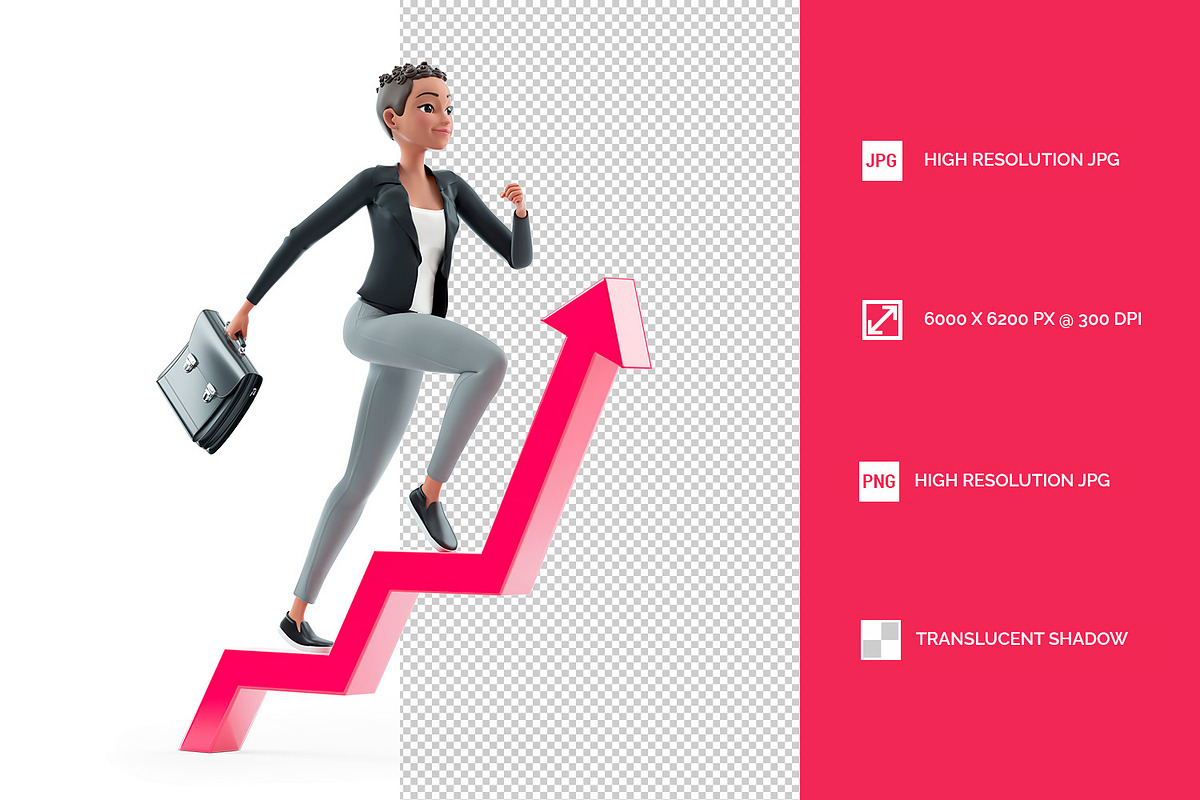 3D Character Woman with Briefcase Ru, a Person Illustration by 3DMask