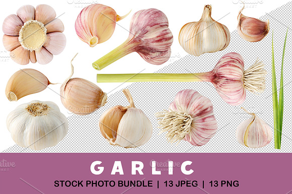 Fresh garlic heads and cloves preview 2
