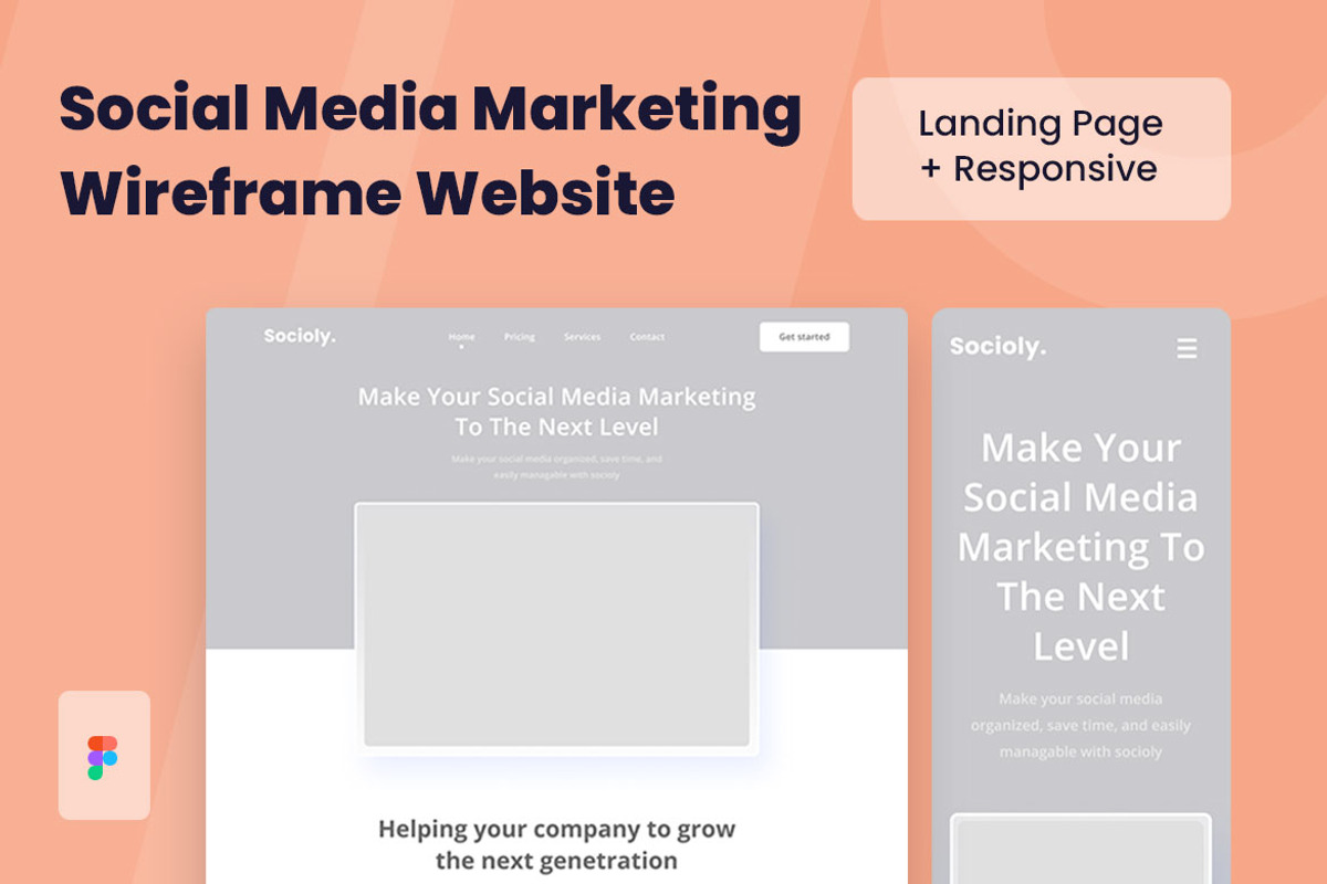 Social Media Marketing Wireframe Web, a Wireframe Template by INSPR STD (Photo 1 of 6)