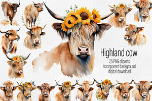 Highland cow, Highland cow 25 PNG, an Animal Illustration by Illustrator Space
