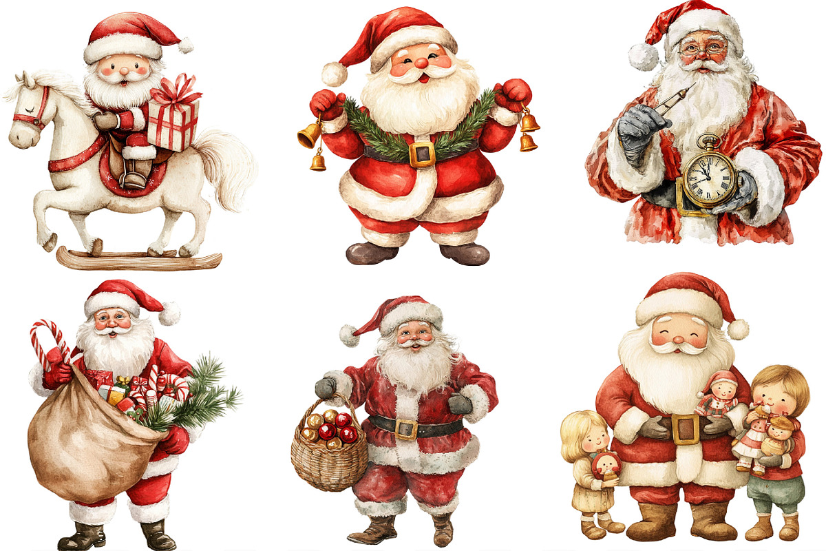 Vintage Santa Claus Clipart, an Illustration by Designking (Photo 2 of 4)