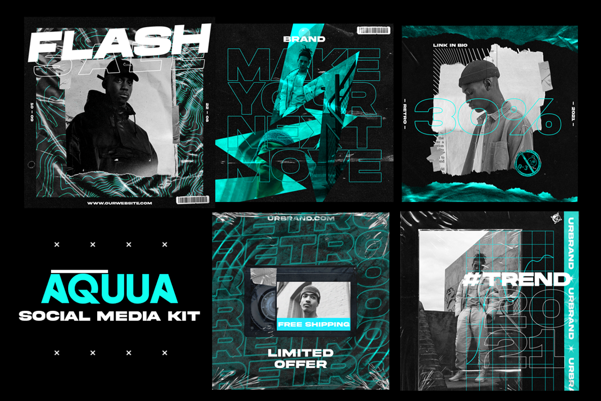 AQUUA Instagram Post Kit, a Templates & Theme by PeetalyStudioDesigns (Photo 1 of 11)