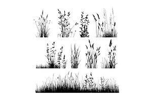 Wild grass black silhouette vector, an Object Illustration by Onyx