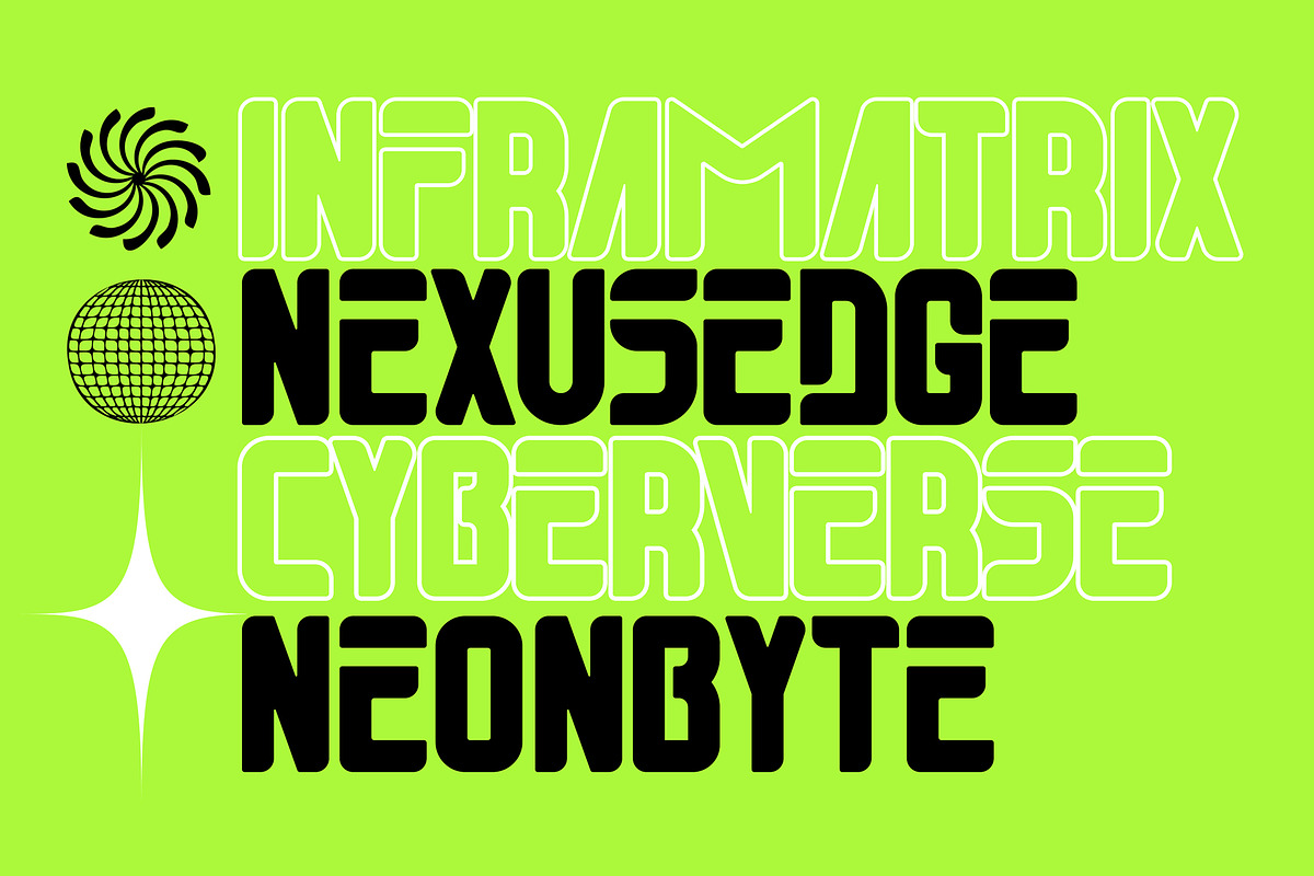 Subotica Futuristic Y2k Display Font, a Sans Serif Font by dansdesign (Photo 5 of 10)