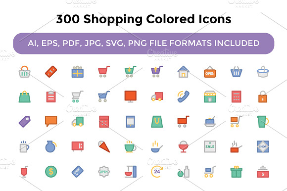 300 Shopping Colored Icons