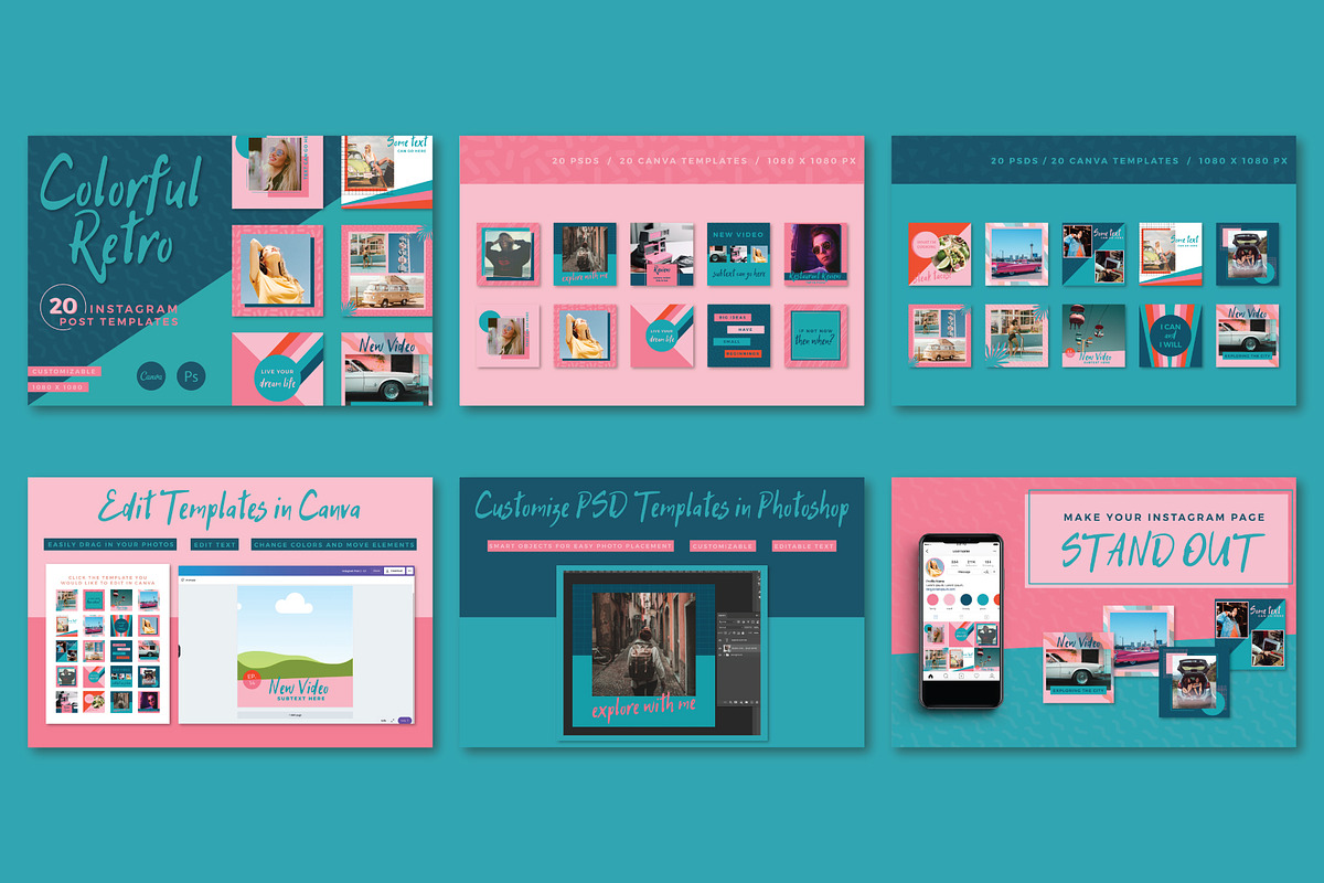 Branding Bundle: Colorful Retro, a Social Media Template by Liseno Designs (Photo 7 of 8)