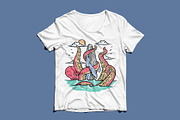 Giant octopus attacks whales, an Animal Illustration by gunaonedesign (Thumbnail 3 of 4)