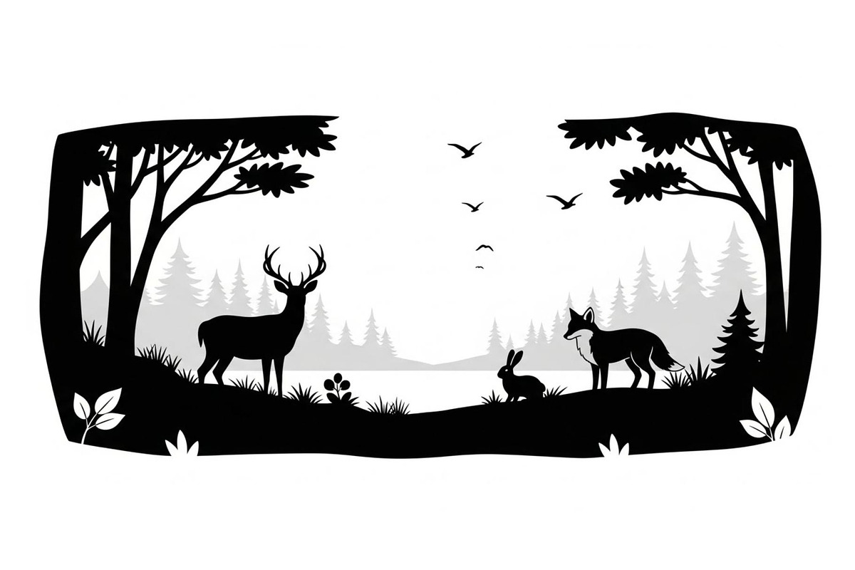 Wildlife Forest Silhouette Vector Bu, an Illustration by Designs_River (Photo 15 of 51)