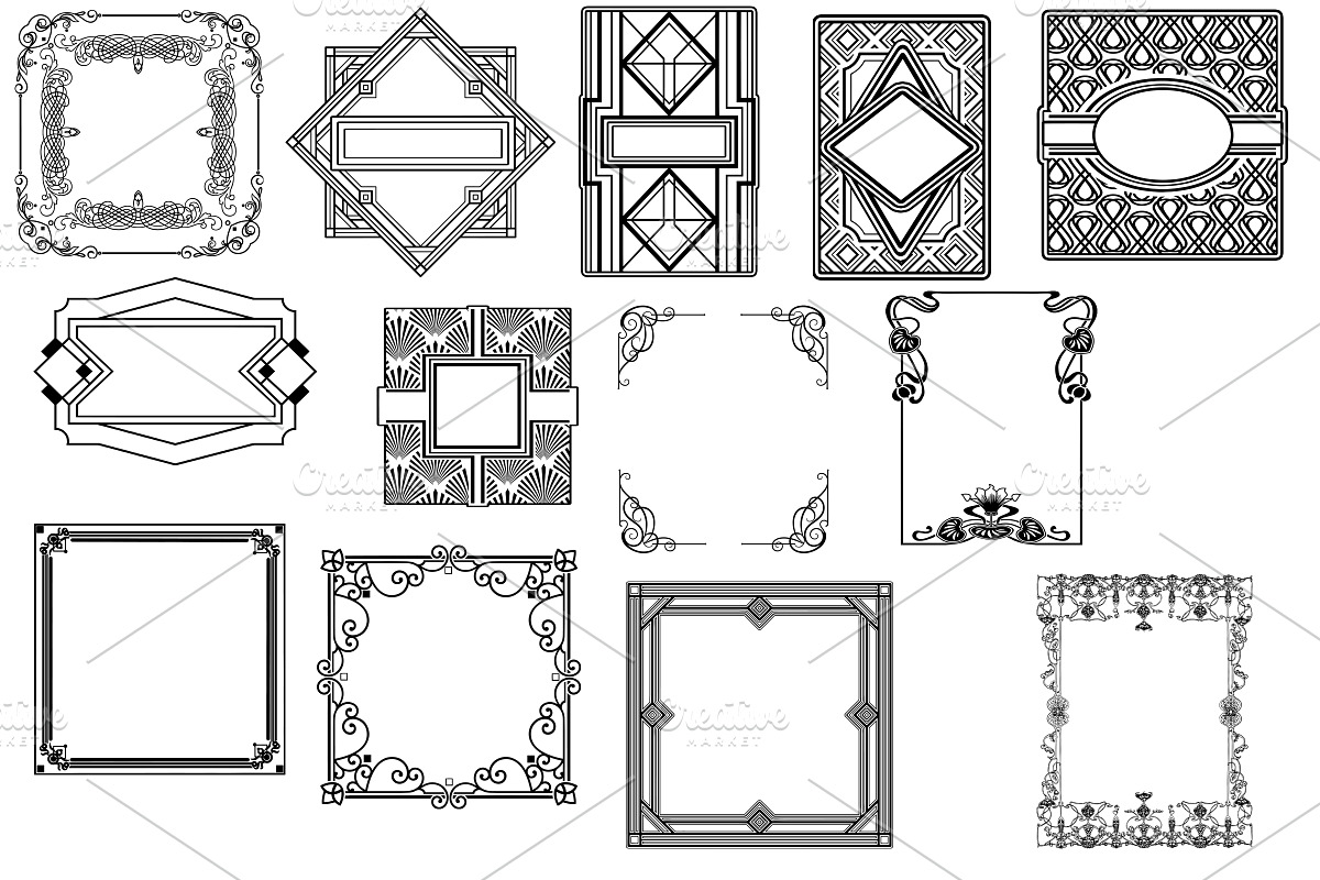 Art Deco/Nouveau Elements AI EPS PNG, a Decorative Illustration by FrankiesDaughtersDesign (Photo 4 of 7)