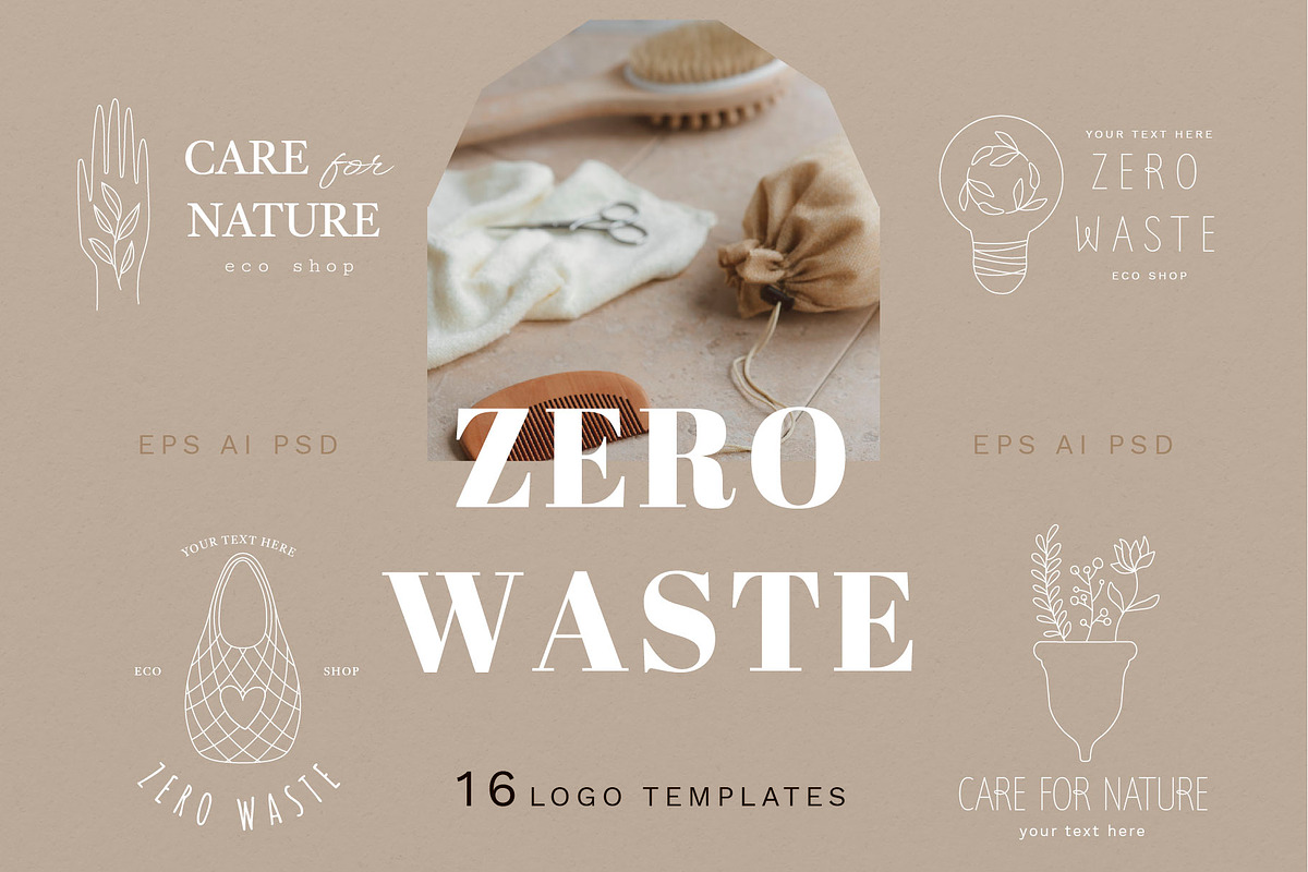 Eco Logo Templates - Zero Waste, a Branding & Logo Template by Katya_lu (Photo 1 of 11)
