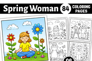 Spring Woman Coloring Pages, a Decorative Illustration by Ink Gallery (Thumbnail 1 of 9)