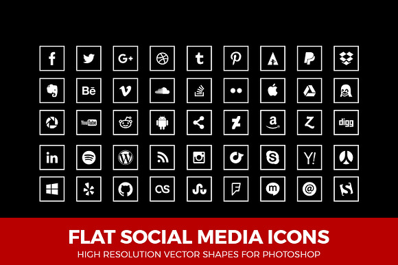 Social Media Icons Squared Line Wht