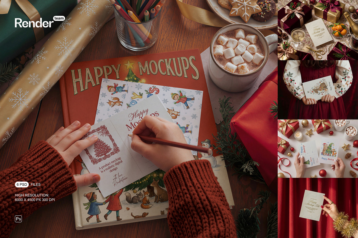 Christmas Card Mockup Set, a Product Mockup by Renderteam (Photo 1 of 16)