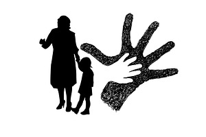 Happy Mother and Baby. Silhouette of, a Person Illustration by Nenahliadava Design