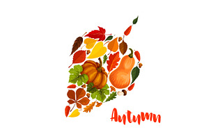 Autumn Vector Pumpkin Leaf Foliage Greeting Poster