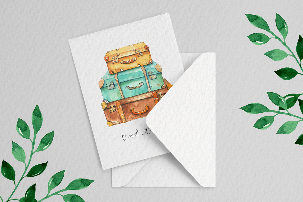 Travel Set. Watercolor illustrations, a Transportation Illustration by iri-illustration (Photo 6 of 7)