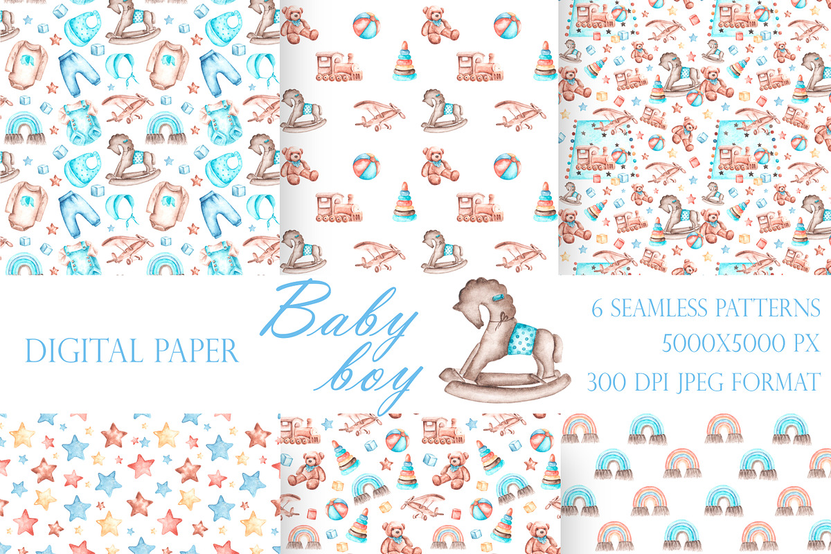 Child boy watercolor set. Birthday., a Person Illustration by SabinaWatercolorArt (Photo 5 of 15)