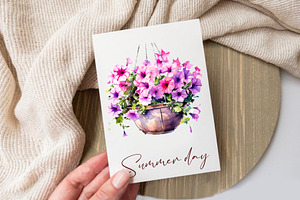 Flowers In Hanging Pots Clipart