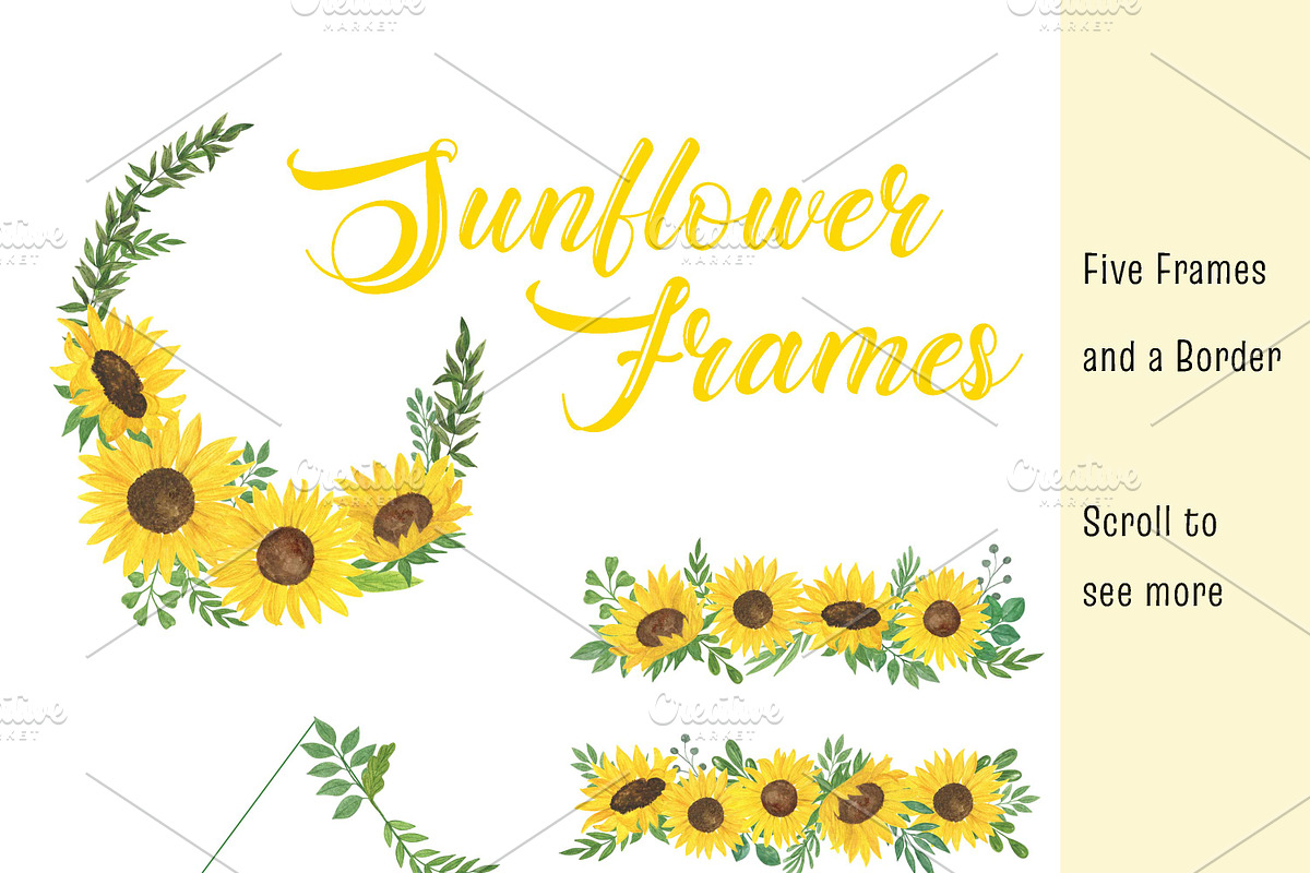 Sunflowers Watercolor Collection, an Illustration by Contes_de_fée (Photo 6 of 21)