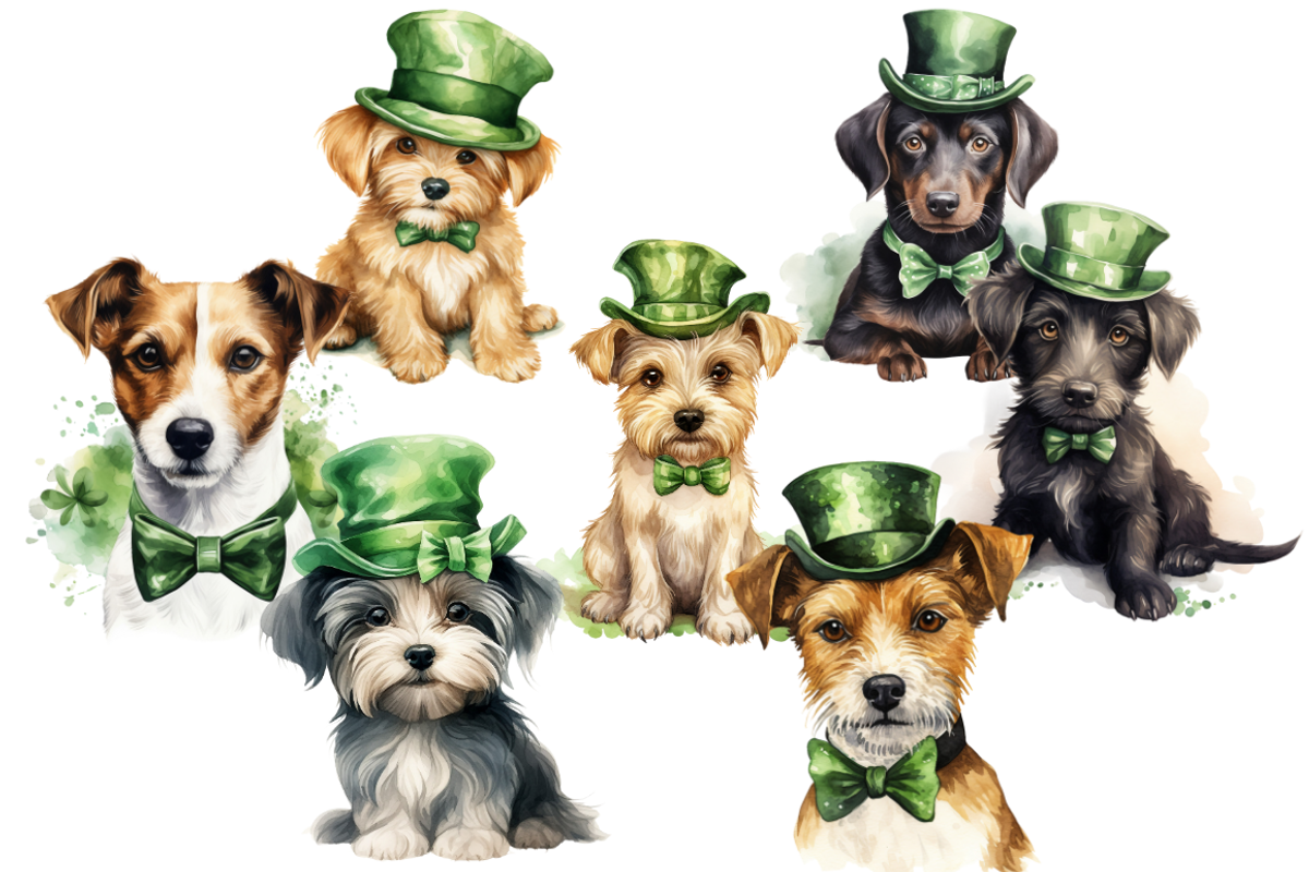 St. Patrick's Cute Dog Cliparts, an Animal Illustration by Mash Mash Stickers (Photo 3 of 9)
