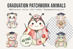 Graduation Patchwork Animals, an Illustration by Artnoy