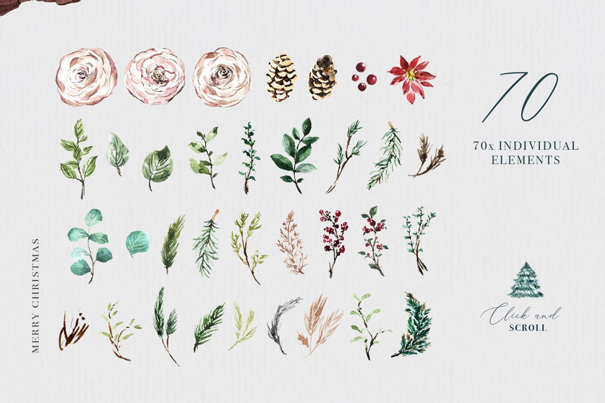 Christmas Watercolor Winter Clipart, a Decorative Illustration by WalaPalette (Photo 10 of 11)