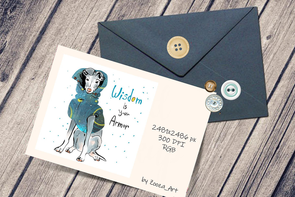 Wise Dogs in Popons III: 6 cards, an Illustration by Zooza Art (Photo 5 of 6)