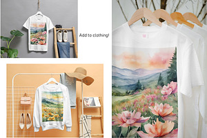 Watercolor Mountain Landscapes Set 1