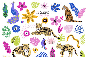 Modern Tropical Pattern & Clipart