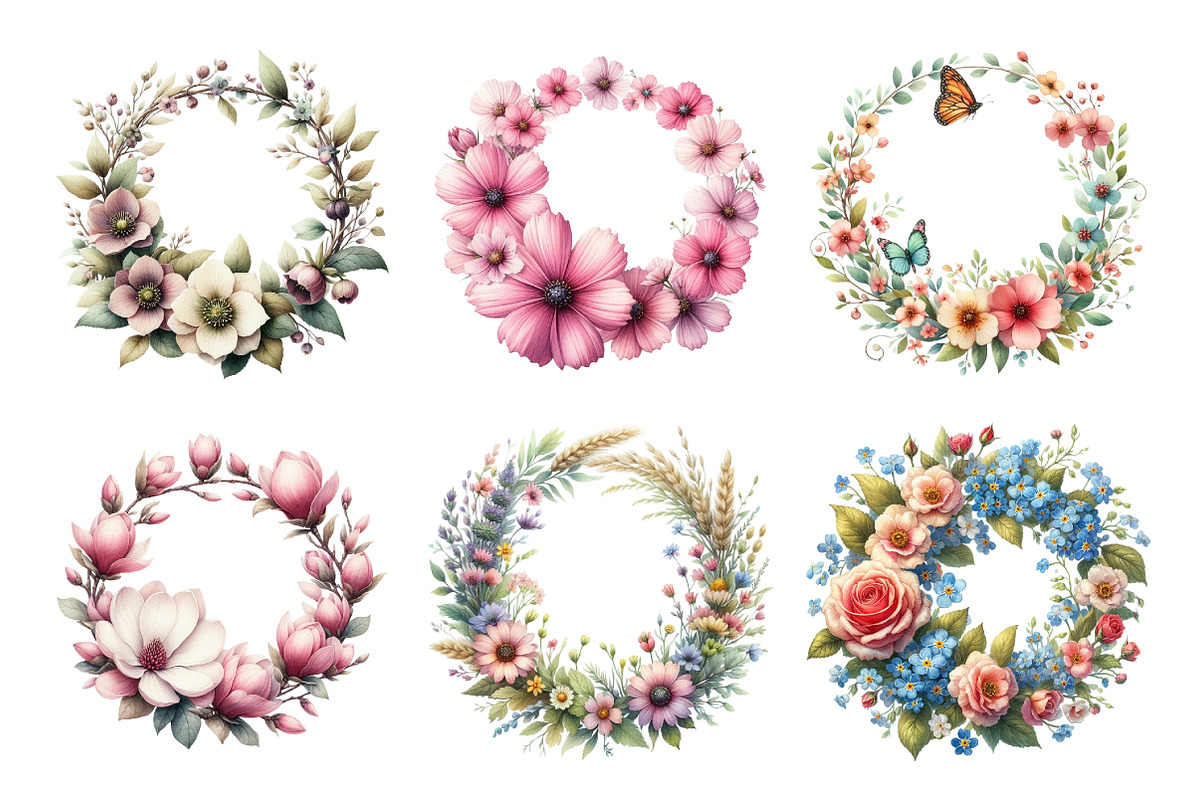 Spring Floral Wreath Bundle, an Illustration by Daily.Designs (Photo 3 of 5)