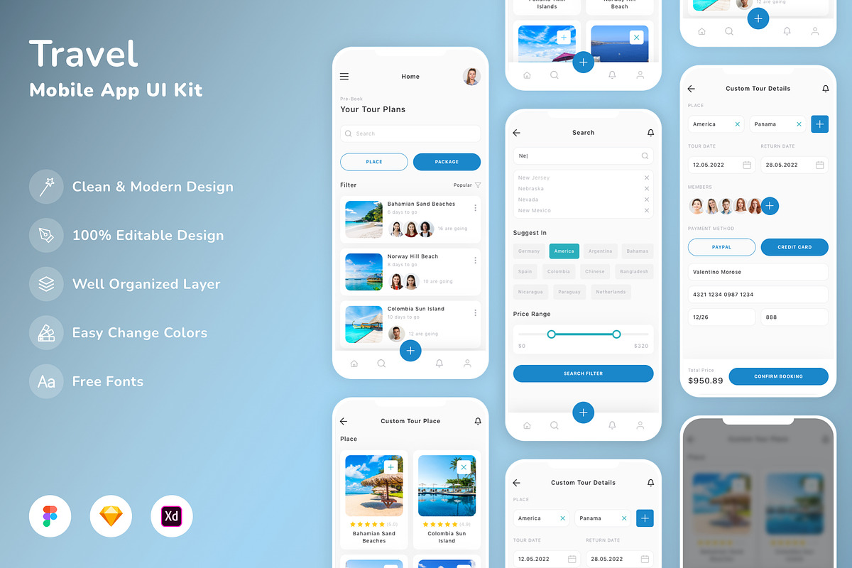 Travel Mobile App UI Kit, an UI Kit Template by Betush