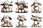 Whimsical Easter Sheep Clipart, an Illustration by Sublimation Artist (Thumbnail 6 of 7)