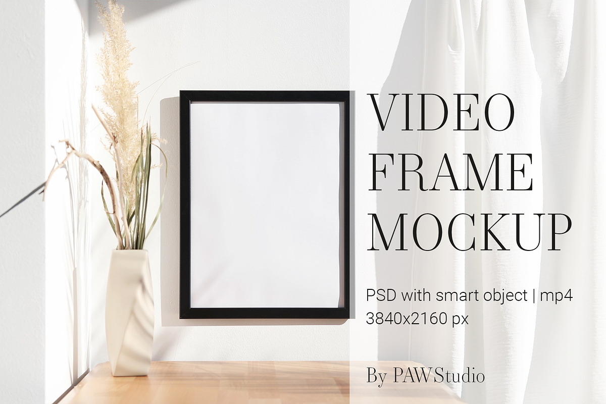 Video Photo Frame Mockup 3x4 MP4, a Print Template by PawMockups (Photo 1 of 7)