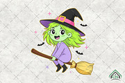 Whimsical Halloween Witch PNG, an Illustration by Craft Nest (Thumbnail 1 of 6)