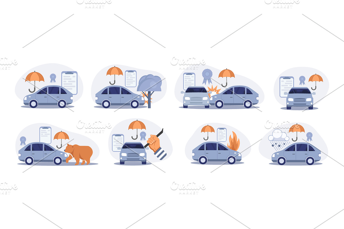 Set of various car insurance, a Finance Illustration by Yayasya (Photo 1 of 4)